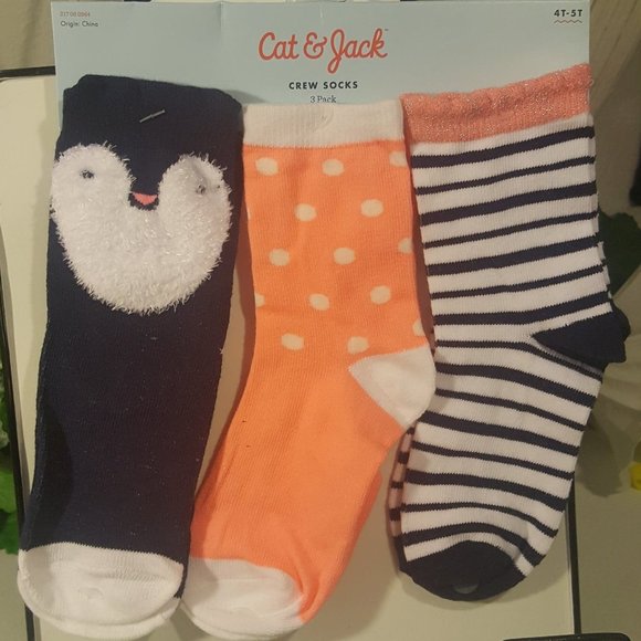 Cat & Jack Other - Toddler Girls' 3pk Penguin Crew Sock - Cat & Jack